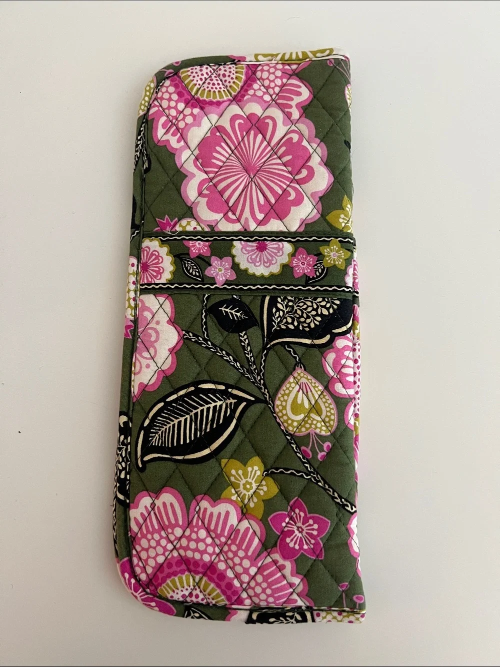 Vera Bradley Floral Olive Green and Pink Curling/Flatiron Heat Protected Holder.